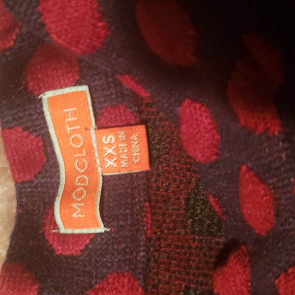 Modcloth  sweater skirt, navy with red polka dots. - Picture 3 of 11